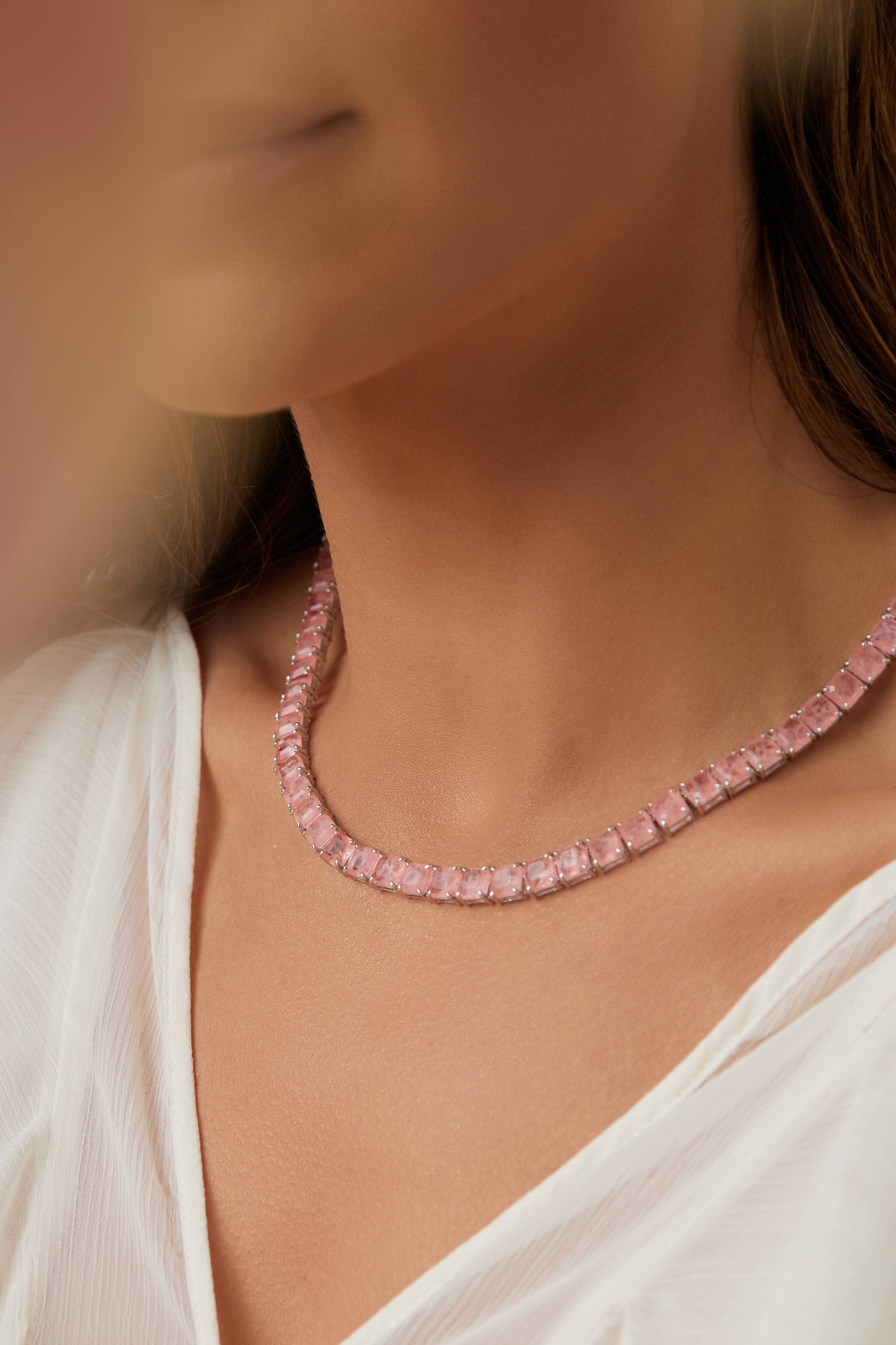 Colar Riviera de Fusion Morganita Rosa