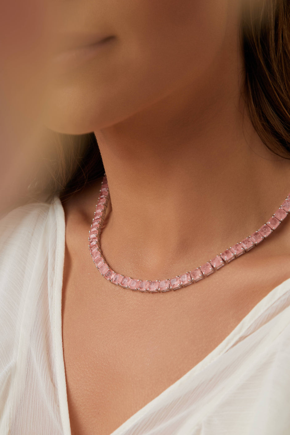 Colar Riviera de Fusion Morganita Rosa