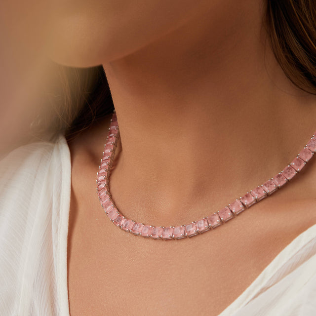 Colar Riviera de Fusion Morganita Rosa